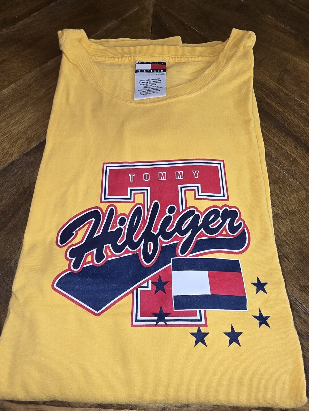 Tommy Hilfiger Yellow Short Sleeve Logo Tee 2005 Mens XXL